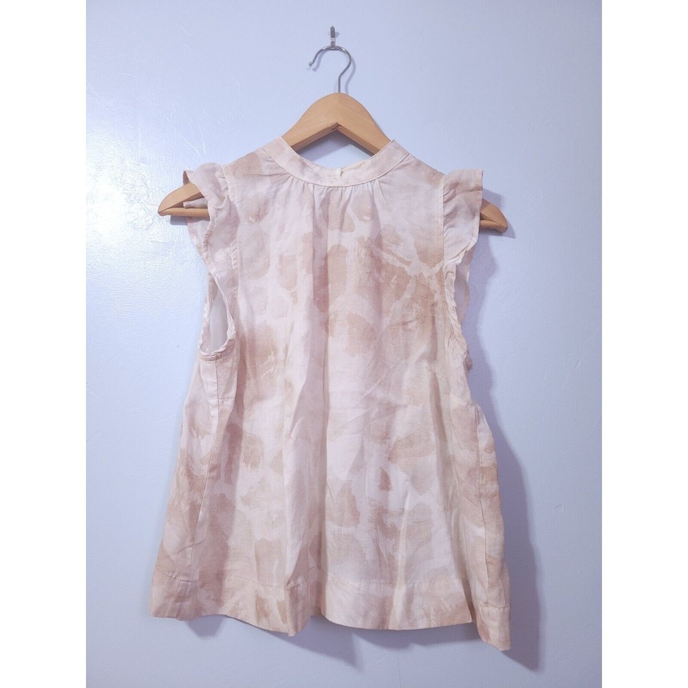 Anthropologie Cloth And Stone Mock Neck Ruffle Top Safari Khaki Women's Size XS